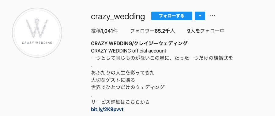 CRAZY WEDDINGのインスタグラム
