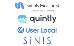 「Simply Measured」「quintly」「User Local」「SINIS」ロゴ